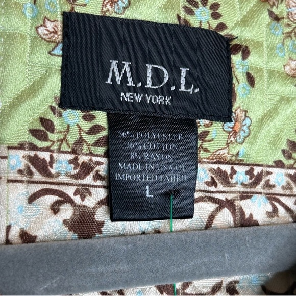 M. D. L. New York Multicolor Patchwork Quilted Like Zipper Jacket size Large - Picture 4 of 5